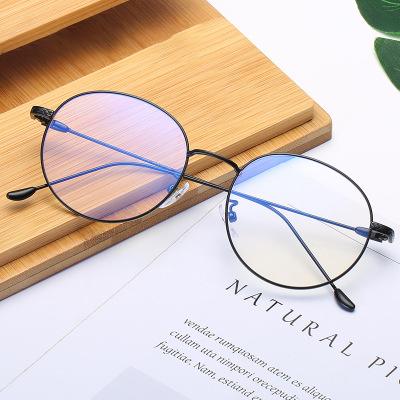 China Anti Eye Frame Metal Glass Oval Retro Blue Sunglasses Myopia Frame Cheap Anti-Blue Glasses Punk Retro for sale