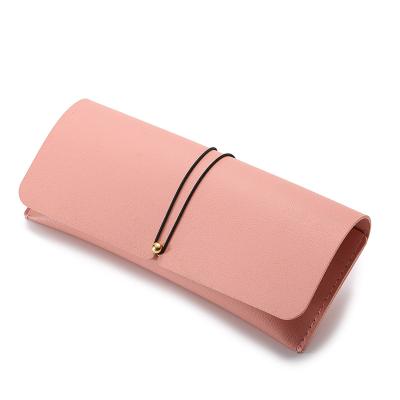 China Fashionable Soft Pink PVC Leather Fold Sunglasses Case Eye Glass High Quality Case for sale