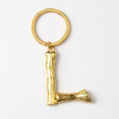 China ALLOY L Shape Gold Thin Layer Alloy 26 Initial English Letter Custom Personalized Key Chain For Bag Accessories for sale