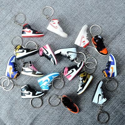 China Hot Sell PVC Sneaker Shoes 3D Sneaker Key Chain Leather Mini Key Chain Drop Shipping Soft Rubber Shoes Keychain for sale