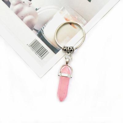 China Wholesale Natural Ball Shape Natural Stone Shape Gemstone Key Chain Fashion Stone Support Ring for sale