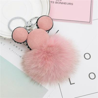 China High Quality Handmade Cartoon Plush Toy Pom Pom Ball Key Chain Mouse Keychain Cute Cute Squishy Keychain for sale