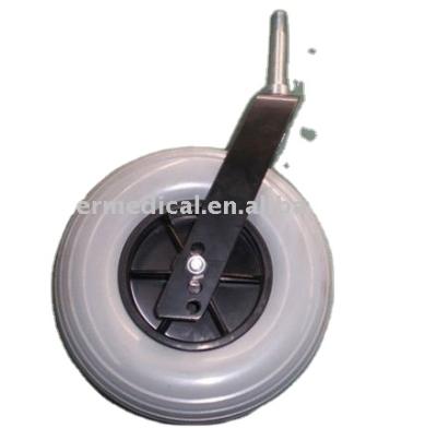 China Mag Wheel With PU Solid Tire Rubber Wheelchair Front Castor Accessories Castor Parts Used Wheelchair Parts for sale