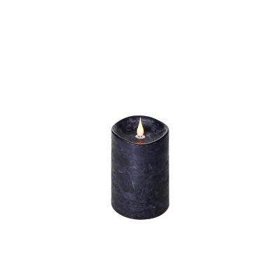 China Real Flame 3D Smooth Ivory Pillar Flameless Timer Remote Home Decoration Led Wax Candles for sale