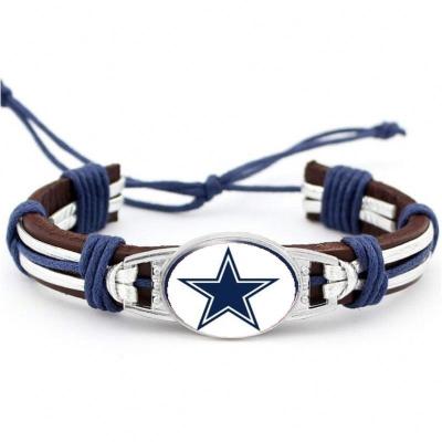 China 2022 NFL Football 32 Teams Logo Leather Sports Adjustable Giant Wristband Casual/Sporting Trending Wristbands For Women Men for sale