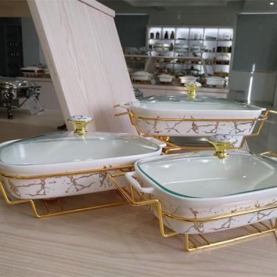 China 2021 Restaurant Serving Dishes Buffet Food Warmer Supply Newest Elegant Unique Low Price Glass Design Oval Cookware for sale