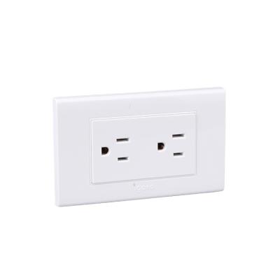 China Household And Similar Electric Purposes America Standard 2 Gang Switch 3 Pin Wall Outlet for sale