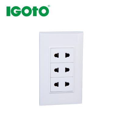 China IGOTO B111/3 American Standard Wall Switch And Socket CE 3 Gang 2 Pin Residential / General Purpose Socket for sale