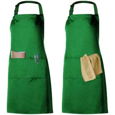 China Customized Polyester Or Novelty Polyester Kitchen Chefs Unisex Adult Aprons With 2 Pockets Front for sale