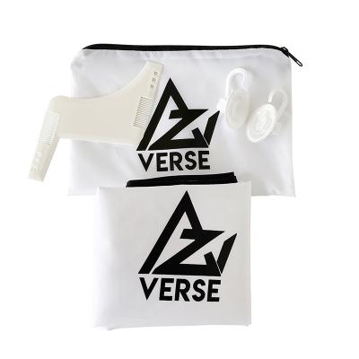 China Polyester Logo Nylon Hair Clippings Catcher Custom Made With Zipper Bag Polyester Beard Apron For Shaving for sale