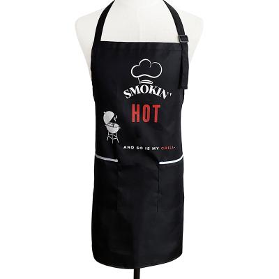 China Black Funny Bartender Apron Customized Logo 70x80cm Polyester Kitchen Chef Apron for sale