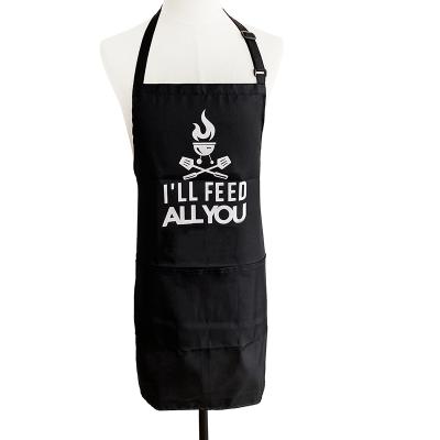 China Cheap Custom Logo Printed Polyester Twill Polyester Kitchen Cooking Cleaning Apron For Chef for sale