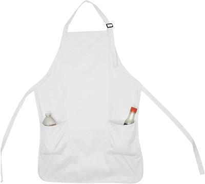 China White Polyester Polyester Kids Toast Aprons With Adjustable Neck Strap And Front Pockets for sale