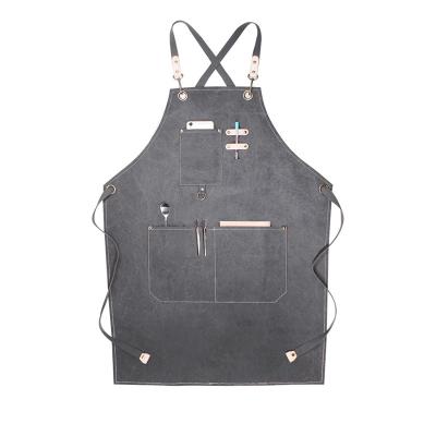 China Heavy Duty Canvas Chef Cooking Apron For Men Canvas Industrial Work Apron With Tool Pockets for sale