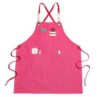 China Canvas Customized Logo Cotton Hairstylist Apron Canvas Haircut Apron With Pockets for sale