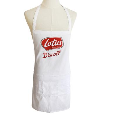 China Custom 100% Cotton Brand Logo White Twill Condiment Advertising Promotion Apron Gift Bib for sale