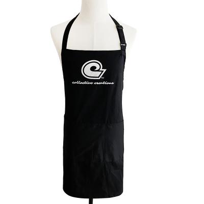 China Custom Adjustable 100% Cotton Barber Bib With Front Pockets Logo And Brand Design Twill Dust Remover Dust Remover Apron for sale