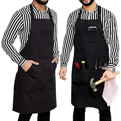 China Polyester Cotton Wholesale Black Polyester Hairdressers Apron Customized LOGO Cotton Haircut Bib Apron for sale