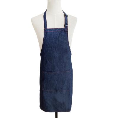 China Denim Customized Design Denim Worker Apron For Gardening Cowboy Fashion Apron For Bartender for sale