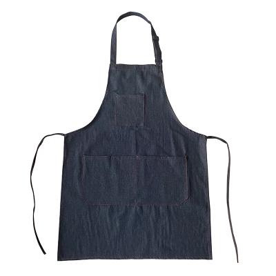 China Denim Blue Cowboy Cooking Apron With 3 Pockets Aprons for Art Workwear Denim Kitchen Apron for sale