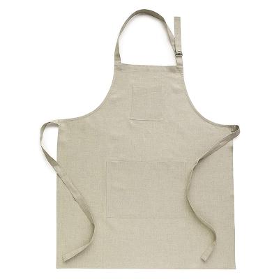 China Natural Cotton Canvas Women's Apron Adjustable Neck Strap Cooking Apron With Pockets For Grill for sale