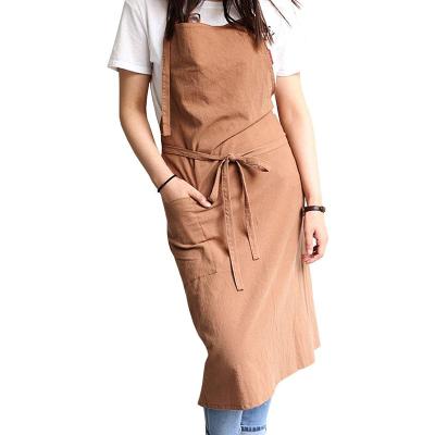 China Adjustable Colorful Cotton Canvas Bib Cloth Baking Apron With Pocket Kitchen Apron For Women for sale