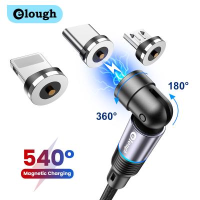 China 540Â ° Rotate Magnetic Fast Cable Turning Magnetic USB Charging Cable 3 in 1 USB Fast Charging Cable for Phone Charger with 3 Plug Heads for sale