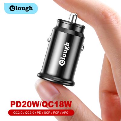 China Portable 2 Port Super Fast Charging PD3.0 Car Charger 2021 Type-C + QC3.0 Fast Power Adapter For Car QC 3.0 18w 20w Usb C PD Dual Fast Car Charger for Iphone for sale