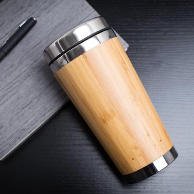 China Wholesale 450ml Disposable 16oz Stainless Steel Travel Tea Thermal Bamboo Coffee Mugs Cups With Leak Proof Lid for sale