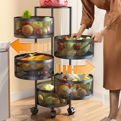 China Folding type kitchen household multi-layer circular mobile floor shelf for sale