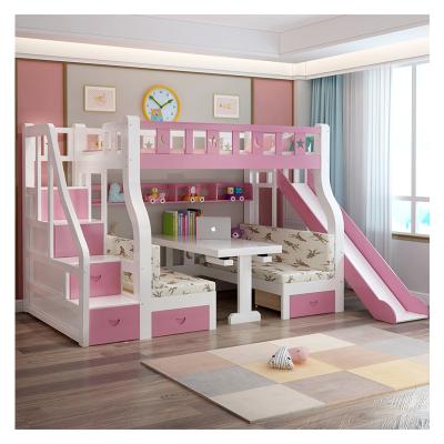 China Custom Furniture Princess Kids Modern Solid Wood Bunk Bed With Slide for sale