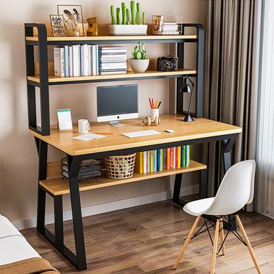 China Durable Wood Top Steel Legs Laptop Desk Over Bed Computer Table Laptop Stand Computer Table With Shelf for sale