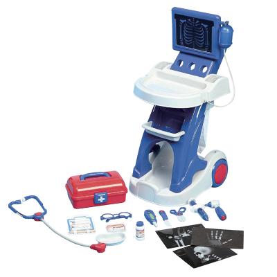 China Pretend and Play Doctor Music Toy Set New Kit Set Plastic Medical Trolley Doctor Pretend Play for Kid 17pcs for sale