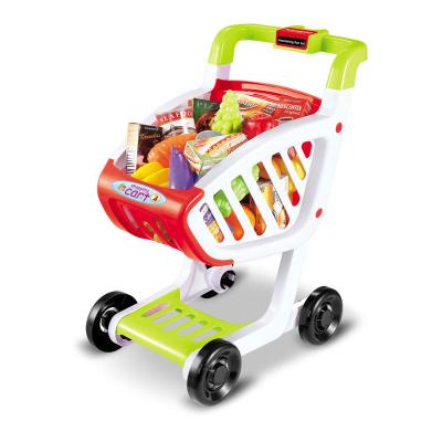 China Fruit Plastic Delicious Food Toy Shopping Cart Plastic Preschool Role Play Set Shopping Cart Toy Children for sale