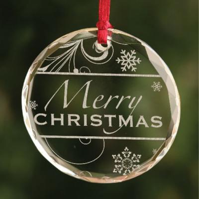 China Wholesale Europe Sublimation Christmas Crystal Glass Christmas Tree Ornaments Personalized Custom Decoration Ornaments With Name for sale