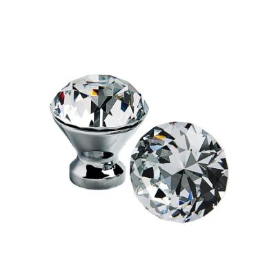 China 30mm modern transparent diamond kitchen furniture cabinet wardrobe crystal knob for sale