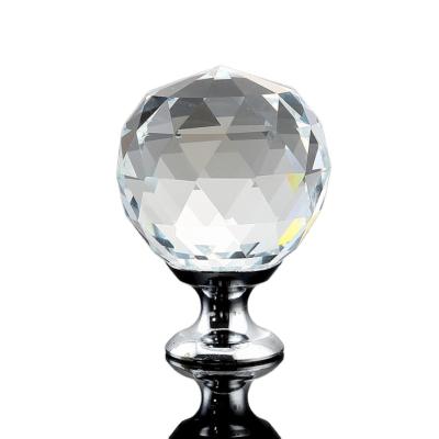 China Modern Clear 30mm Decorative Wooden Crystal Glass Drawer Knobs for sale