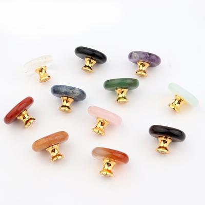 China Modern Gold Nature Stone Colored Crystal Furniture Cabinet Brass Knobs And Handles for sale