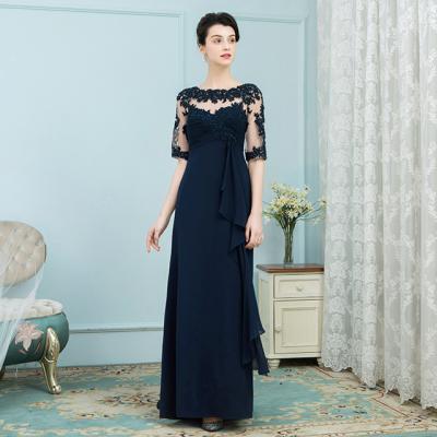 China Beaded Sequin Chiffon Breathable Elegant Illusion Half Sleeve Mother Of Bridal Dress WF141 for sale