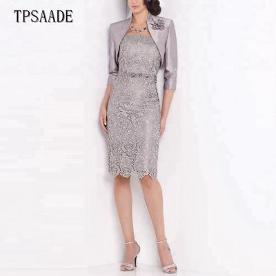 China Latest Design Strapless Breathable Lace Sheath With Jacket Mother Of Bride Dress WF309 for sale