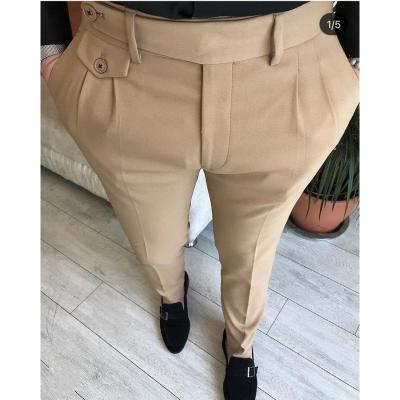 China Breathable High Quality 1 Piece Men's Slim Fit Pants Only Pants Latest Stylish Formal Culotte Men Suit Pants Design for sale