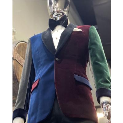 China New Design Anti-Shrink Velvet Quilting Shawl Colored Lapel Jackets Smoking Tuxedos Vintage Party Prom Formal Suit Blazer Coat Only 1Piece for sale