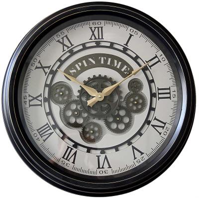 China Hot Sale Factory Style Antique Direct Roman Numeral TOOTH Wall Clock Round Gears Movable Vintage for sale