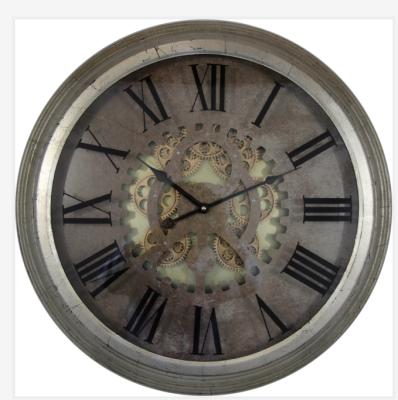 China Hot sale antique factory direct style round clock gears home deco wall movable COG 3d Romans for sale