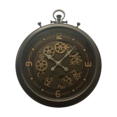 China 2020 Style Antique Popular Large Size Gear Clock European Style 20 Inch Metal Wall Clock for sale