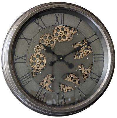 China Wholesale High Quality Antique Style Retro Diner Clocks TOOTH Clock Roman Numeral Gears Moving for sale