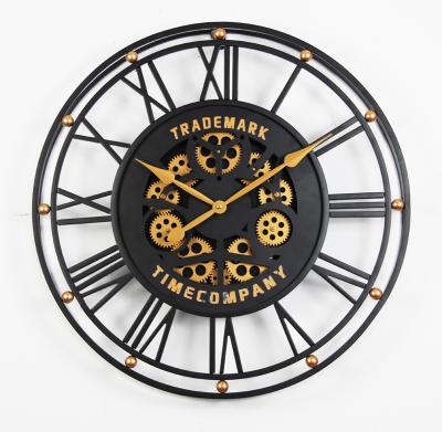 China Factory Sale Style Antique Hot Direct TOOTH Art Clock Moving Gear Wall Golden Clocks for sale