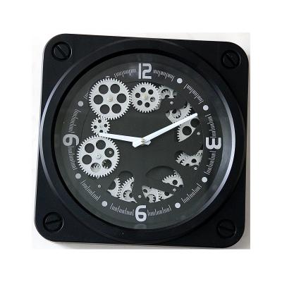 China Factory direct style good quality antique square moving wall art clock black TOOTH clocks for sale