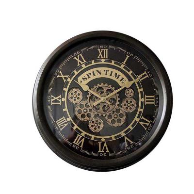 China French style antique bronze gold metal gear clock European style large wall clock for home decoration for sale