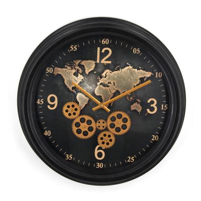 China China Supplier Retro Large Antique Metal Wall Clock Custom Style Metal Gear Antique Decorative Clock for sale